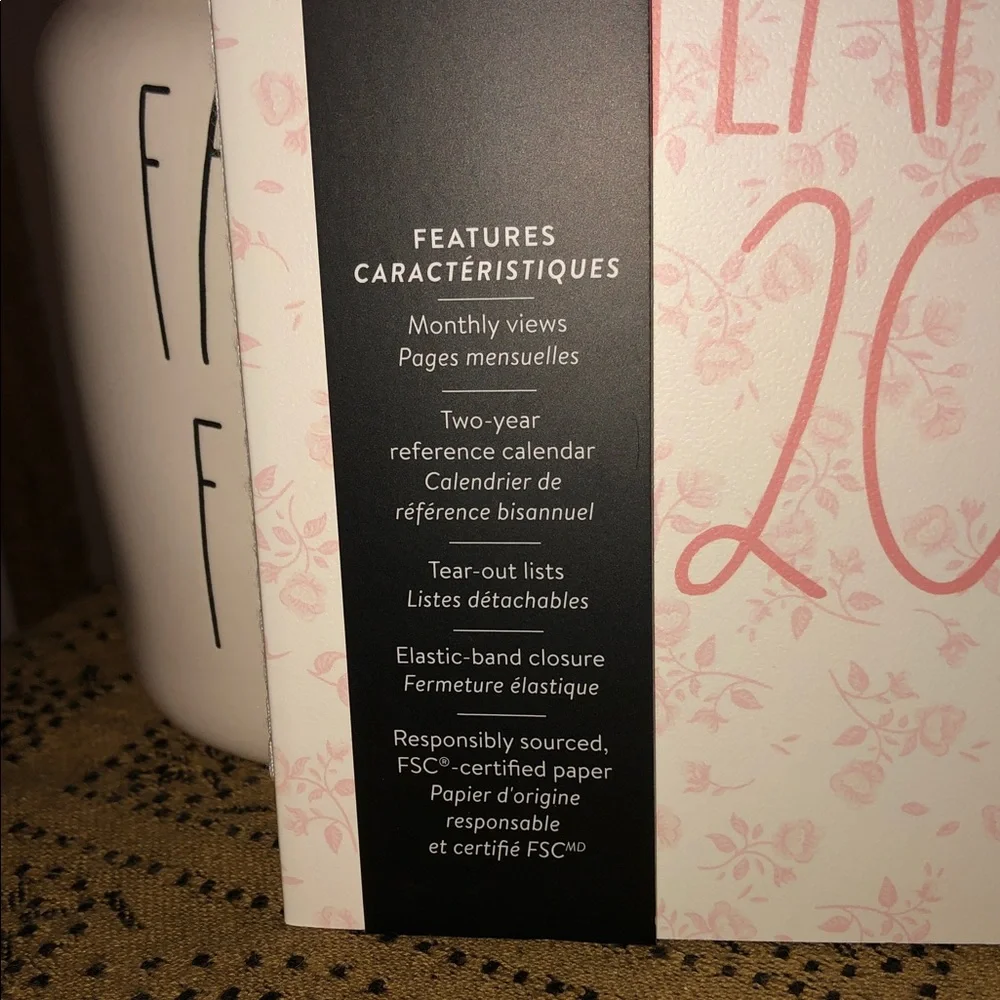 Rae Dunn PLANNER 2027. 17 Month Planner with Pink Bow and Flowers Design